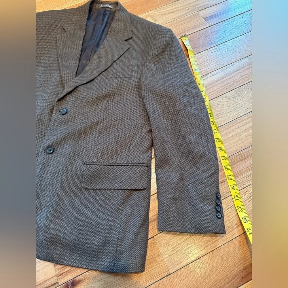 Oscar De La Renta 100% Lambswool Blazer Classic Dark Brown Chevron Men’s Sz 42S